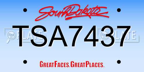 TSA7437 South Dakota License Plate