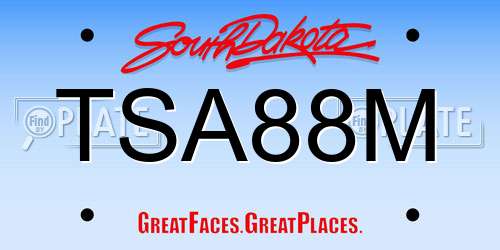 TSA88M South Dakota License Plate