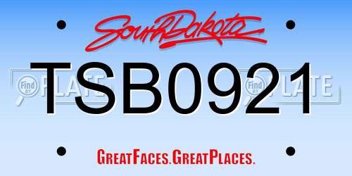 TSB0921 South Dakota License Plate