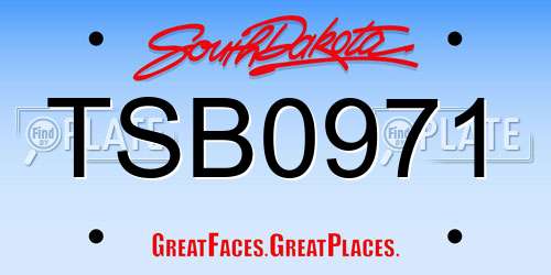 TSB0971 South Dakota License Plate