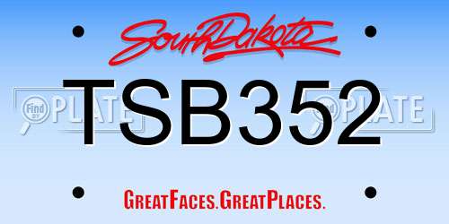 TSB352 South Dakota License Plate