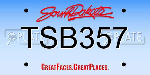 TSB357 South Dakota License Plate