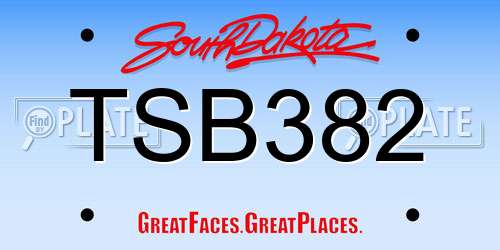 TSB382 South Dakota License Plate