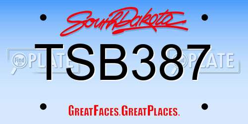 TSB387 South Dakota License Plate