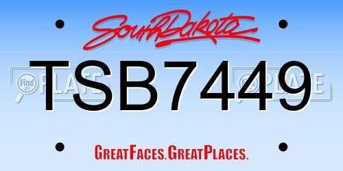 TSB7449 South Dakota License Plate