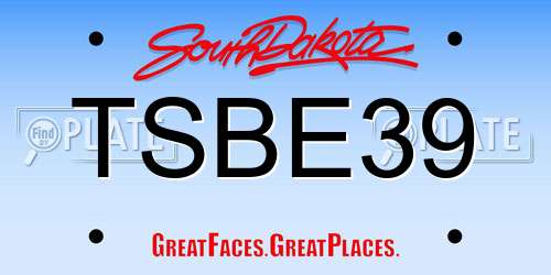 TSBE39 South Dakota License Plate