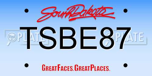 TSBE87 South Dakota License Plate