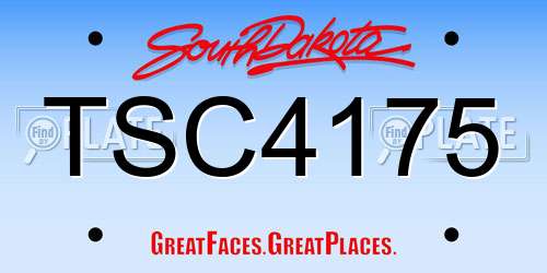 TSC4175 South Dakota License Plate