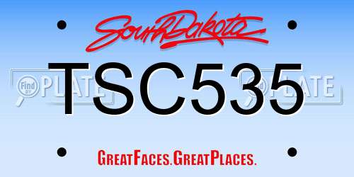 TSC535 South Dakota License Plate