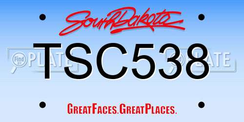 TSC538 South Dakota License Plate