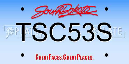 TSC53S South Dakota License Plate