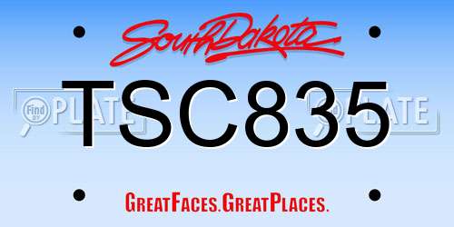 TSC835 South Dakota License Plate