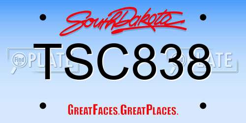TSC838 South Dakota License Plate