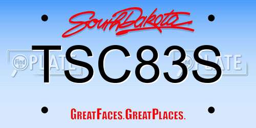 TSC83S South Dakota License Plate
