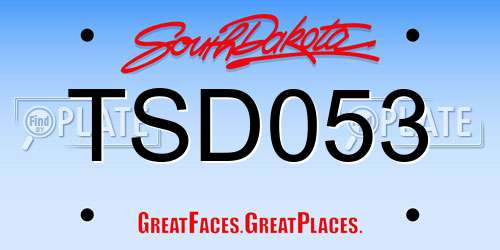 TSD053 South Dakota License Plate