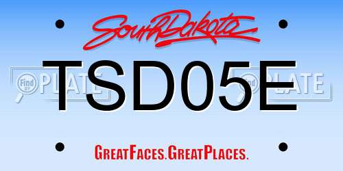TSD05E South Dakota License Plate