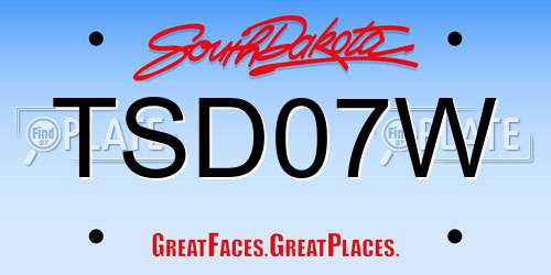 TSD07W South Dakota License Plate