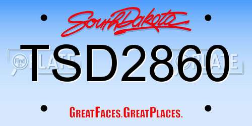 TSD2860 South Dakota License Plate