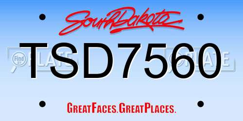 TSD7560 South Dakota License Plate