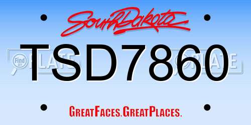 TSD7860 South Dakota License Plate