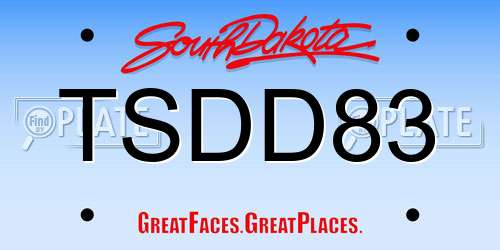 TSDD83 South Dakota License Plate