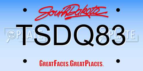 TSDQ83 South Dakota License Plate