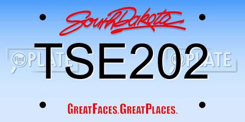 TSE202 South Dakota License Plate