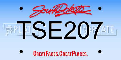 TSE207 South Dakota License Plate