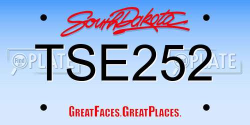 TSE252 South Dakota License Plate