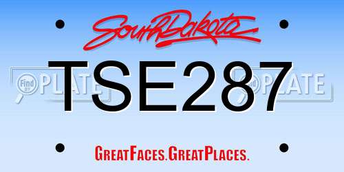 TSE287 South Dakota License Plate
