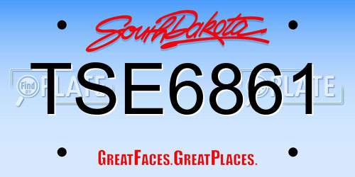 TSE6861 South Dakota License Plate