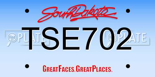 TSE702 South Dakota License Plate