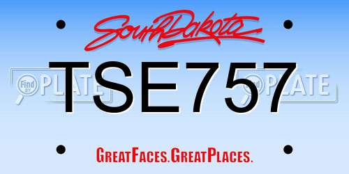 TSE757 South Dakota License Plate