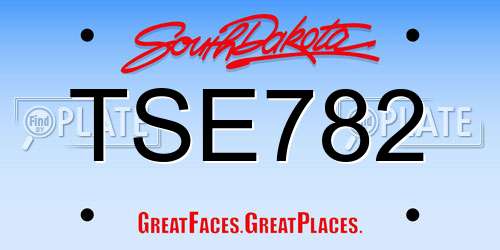 TSE782 South Dakota License Plate