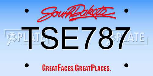 TSE787 South Dakota License Plate