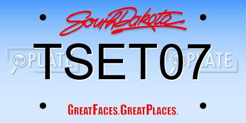 TSET07 South Dakota License Plate