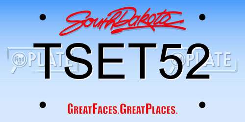 TSET52 South Dakota License Plate