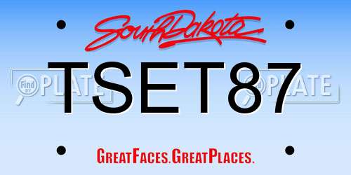 TSET87 South Dakota License Plate