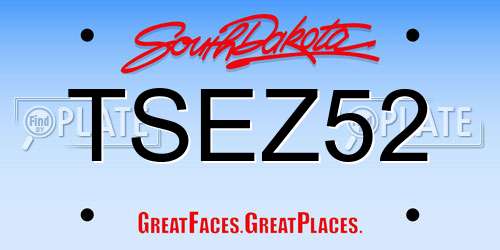 TSEZ52 South Dakota License Plate