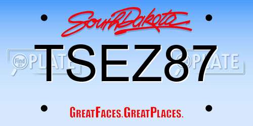 TSEZ87 South Dakota License Plate