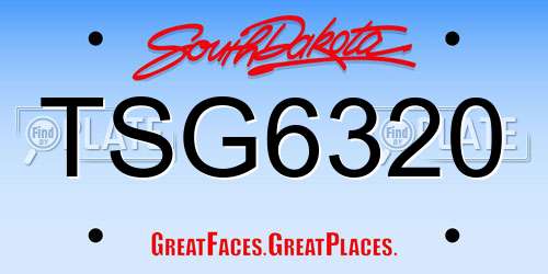 TSG6320 South Dakota License Plate