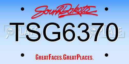 TSG6370 South Dakota License Plate