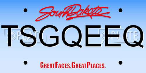 TSGQEEQ South Dakota License Plate