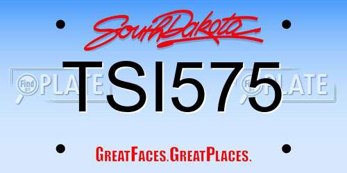TSI575 South Dakota License Plate