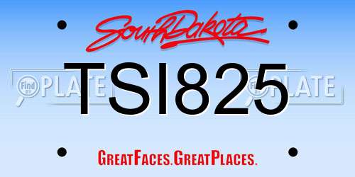 TSI825 South Dakota License Plate