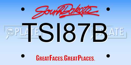 TSI87B South Dakota License Plate