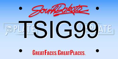 TSIG99 South Dakota License Plate
