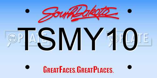 TSMY10 South Dakota License Plate