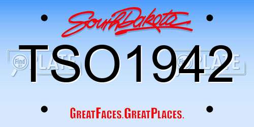 TSO1942 South Dakota License Plate