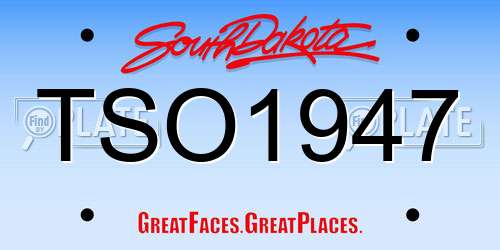 TSO1947 South Dakota License Plate